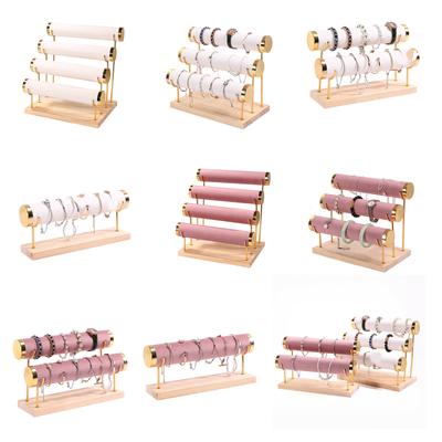 Espositore per gioielli in legno massello, elegante espositore per bracciali, adatto per bracciali rigidi e orologi.