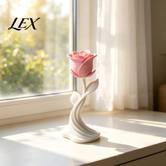 3D Printed Rose Decor Modern Sculpture, Minimalist Floral Decor, Abstract Home Accents Flower Statue for Office, Elegant Tabletop Centerpiece Gift
