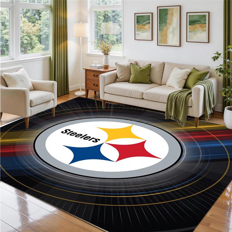 Pittsburgh Steelers Design Crystal Velvet Rug Soft Decorative Mat for Bedroom Entrance