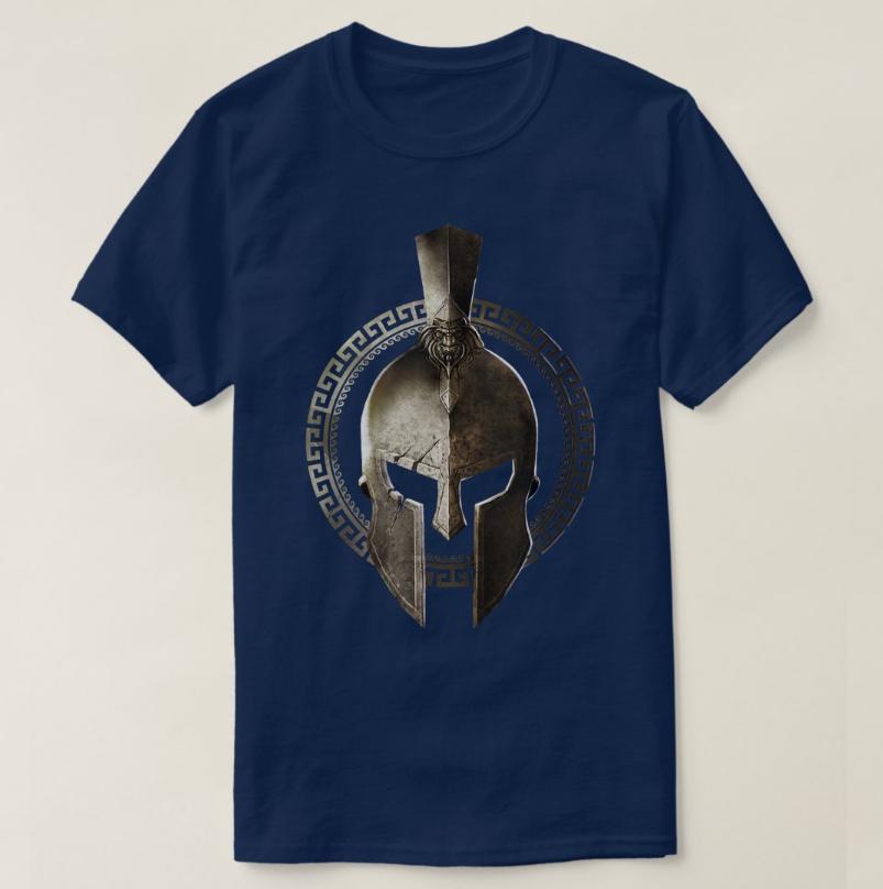 Spartan Helmet Warrior Gladiator Workout Sparta Greek Gym TShirt Short Sleeve Casual 100 Cotton ONeck Mens T Shirt Size S3XL