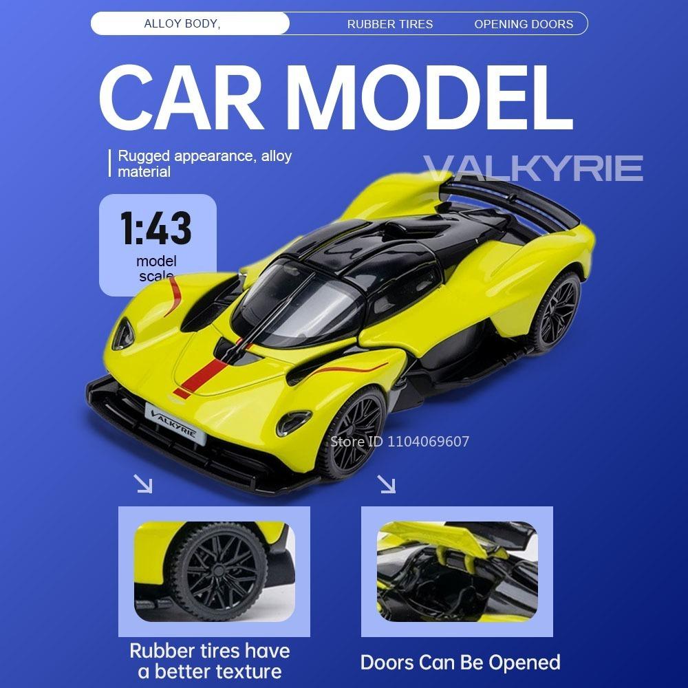 1:Model Zabawka Valkyrie w Skali 43 Superauta Metalowe Odlewane Ciśnieniowo Symulacja Drzwi Wnętrza Otwierane Pull Back Kolekcja Modele Samochodów Sportowych