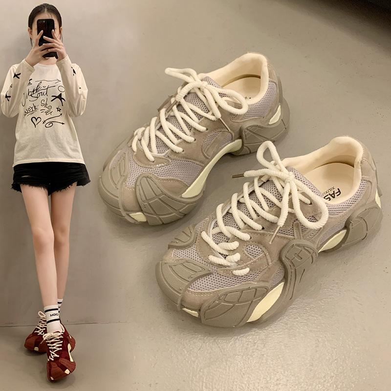 6CM Height Increase~ Leather Platform Octopus Dad Shoes Women's Autumn New Outdoor Hiking Leisure Sports Hiking Shoes