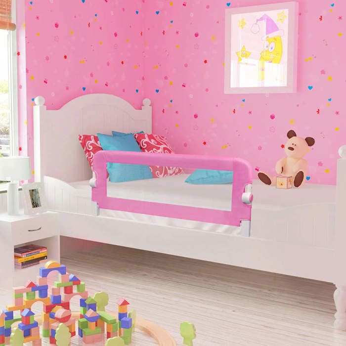 VidaXL Barrière de sécurité de lit d'enfant Rose 120x42 cm Polyester 10170