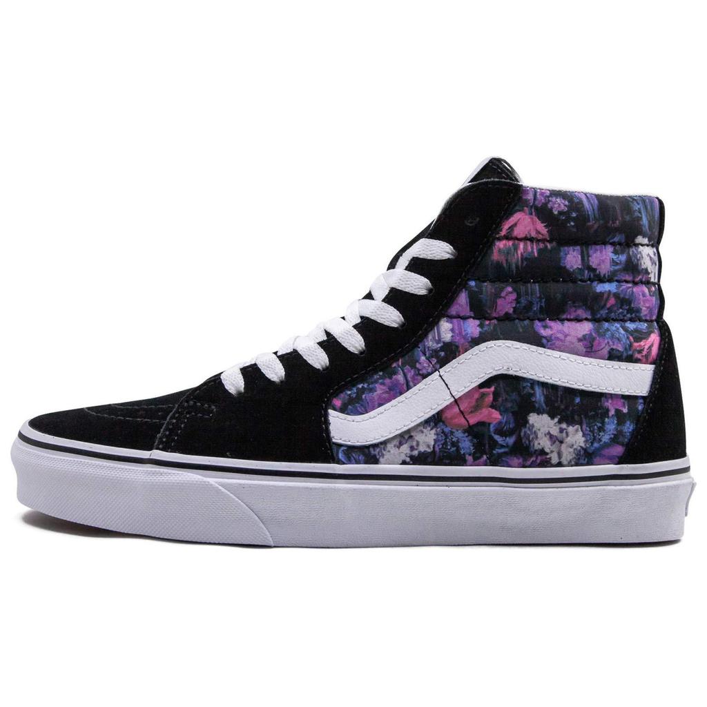 Vans Sk8 Dreamy Bouquet High Top Skate Shoes Unisex Skate Shoes Black Purple VN0A2XSBRXI