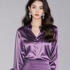 New high-end professional satin purple shirt for women, long-sleeved formal fashion commuter shirt