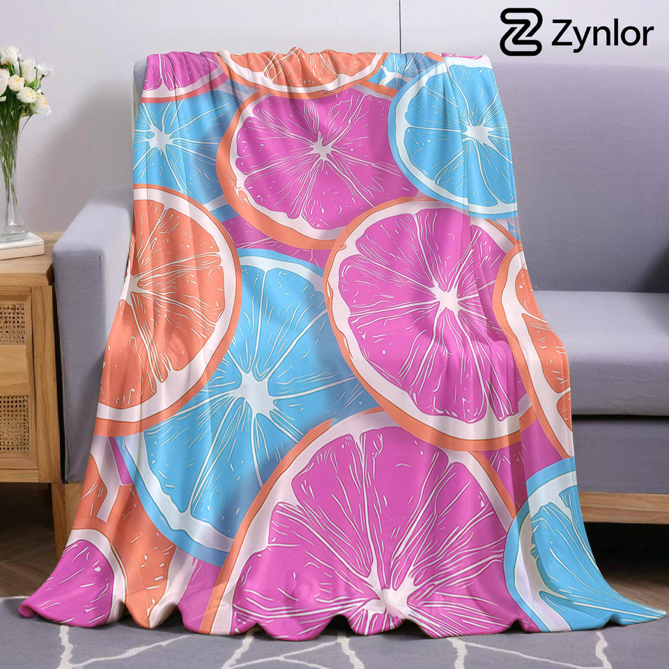 Pastel Citrus Slice Lightweight Microfiber Soft Christmas Fleece Blanket Warm Cozy Throw for Bed Sofa Office Travel All Season