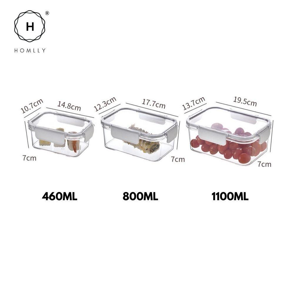 HOMLLY BPA-Free Air Tight Plastic Food Storage Container with Four-Latch Lid for Lunch, Meal Prep and Leftovers  ( X3 PCS)