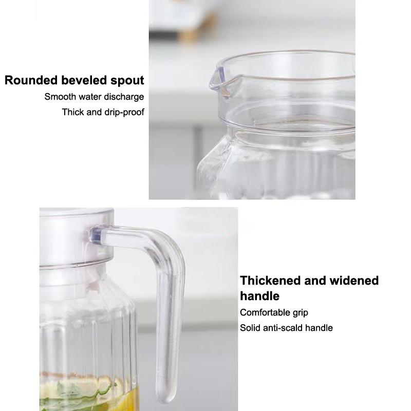 Water Juice Jug Pitcher Plastic Transparent Bottle For Storing Fresh Juices And Drinks For Kitchen Fridge Drink Storage Pot