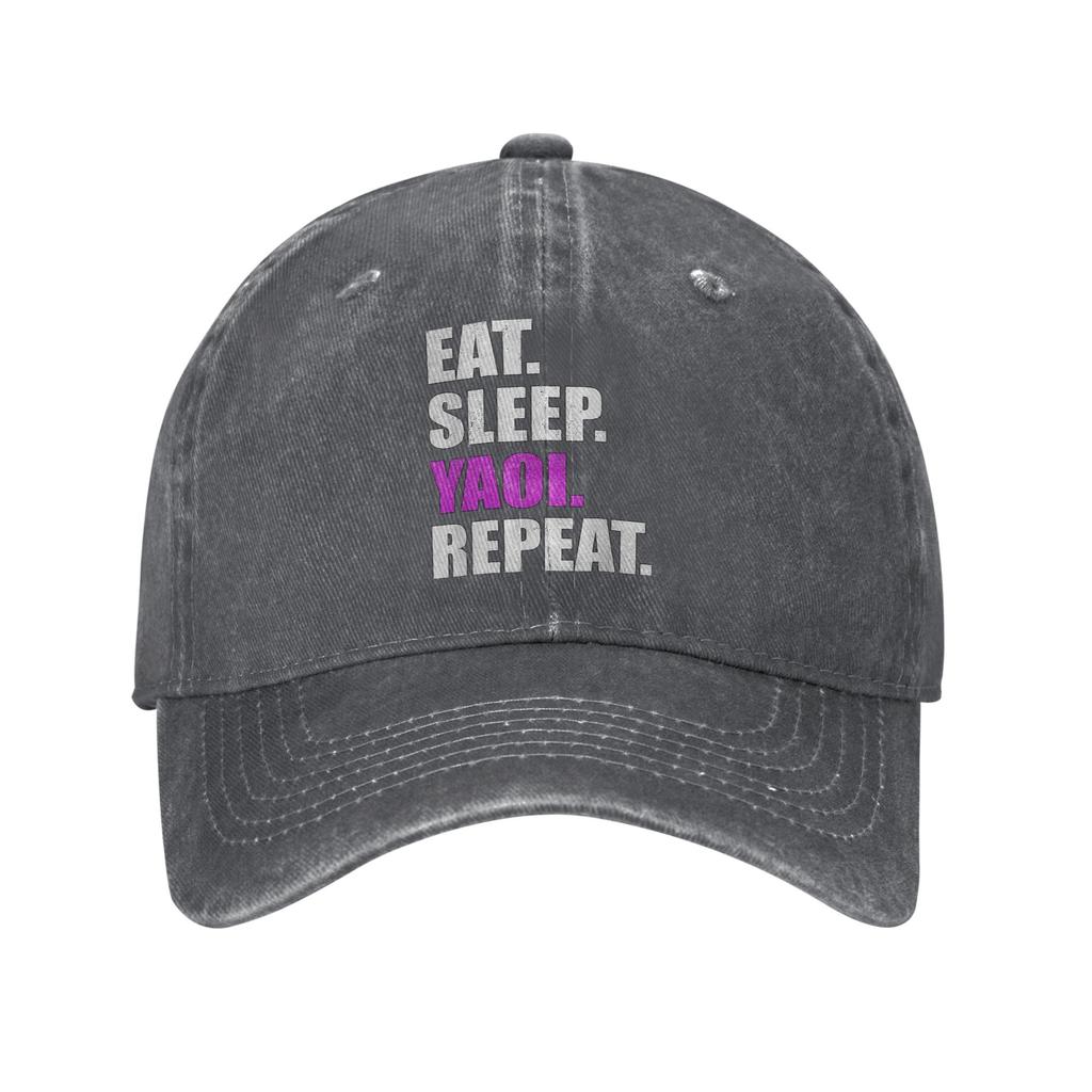 Eat Sleep Yaoi Repeat Washed Baseball Cap  Streetwear Sun Hip Hop Hats Summer Unisex-Teens Tennis Skate Snapback Cap