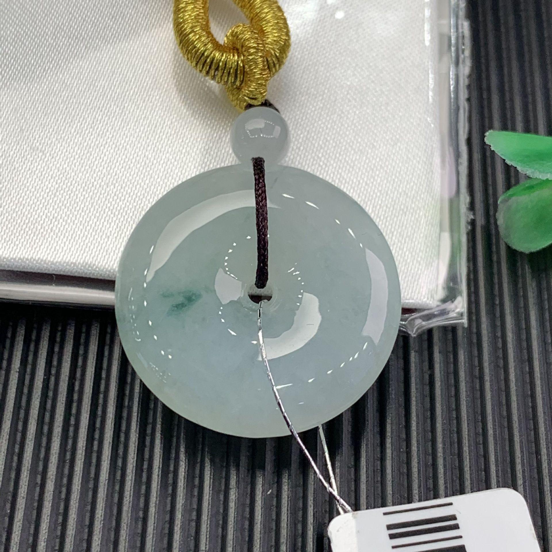 A-Grade Natural Ice Jade Pendant Necklace for Men and Women - Ping an Buckle Design from Burmese Old Mine Jade KLW2022-03-20-01