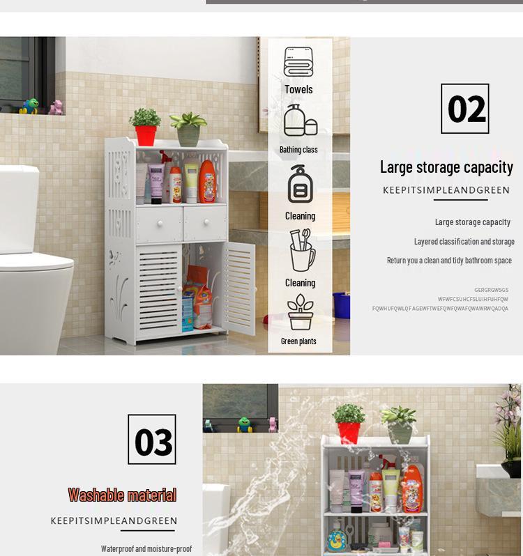 Multi-Layer Floor-Standing Bathroom Shelf and Side Storage Cabinet