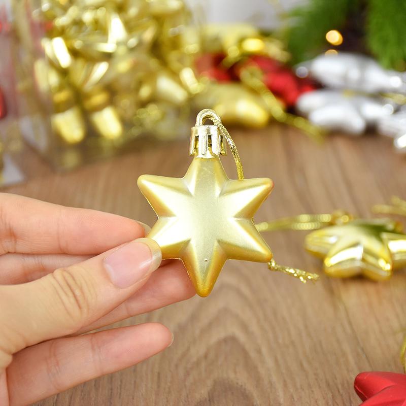 12 Piezas Adornos de Árbol de Navidad Estrella Dorada Bola Colgante para Árbol de Navidad 2024 Decoración Navideña para el Hogar Navidad Regalo de Año Nuevo