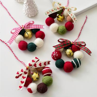 1pc Christmas Decoration,Mini Wool Ball Bell Garland Pendant for Christmas Tree,Christmas,Garland Vine Decoration,Home Decorat