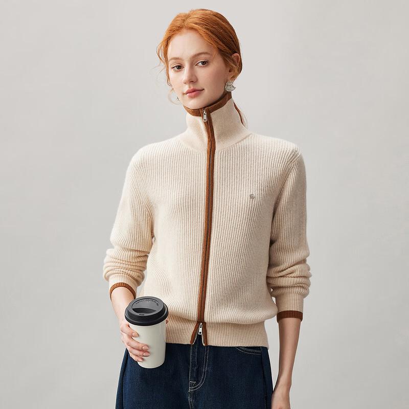 Kemengboka Women's 100% Cashmere Zipper Cardigan
