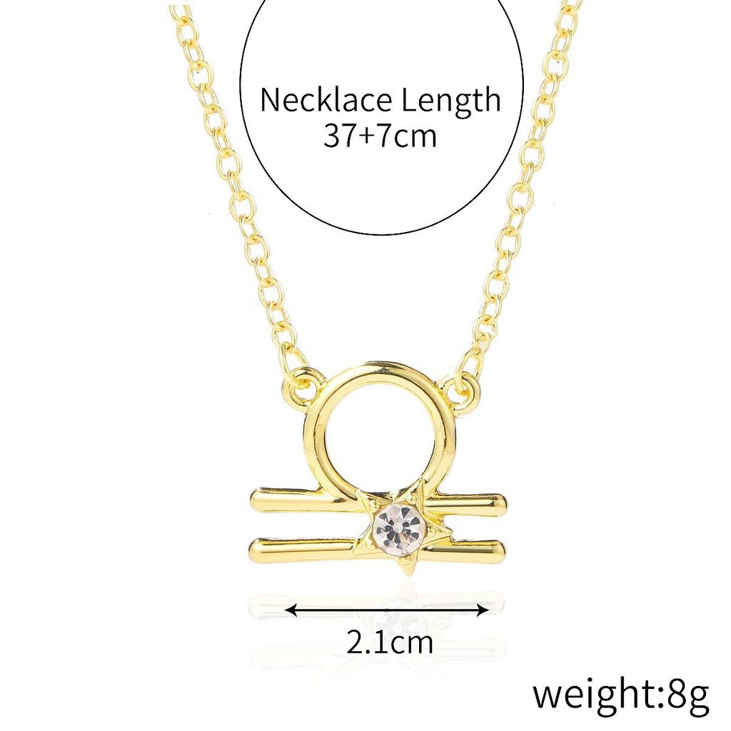 Source Twelve Constellation Necklace 12 Constellation Alloy Diamond-encrusted Rhinestone Collarbone Chain, Spot