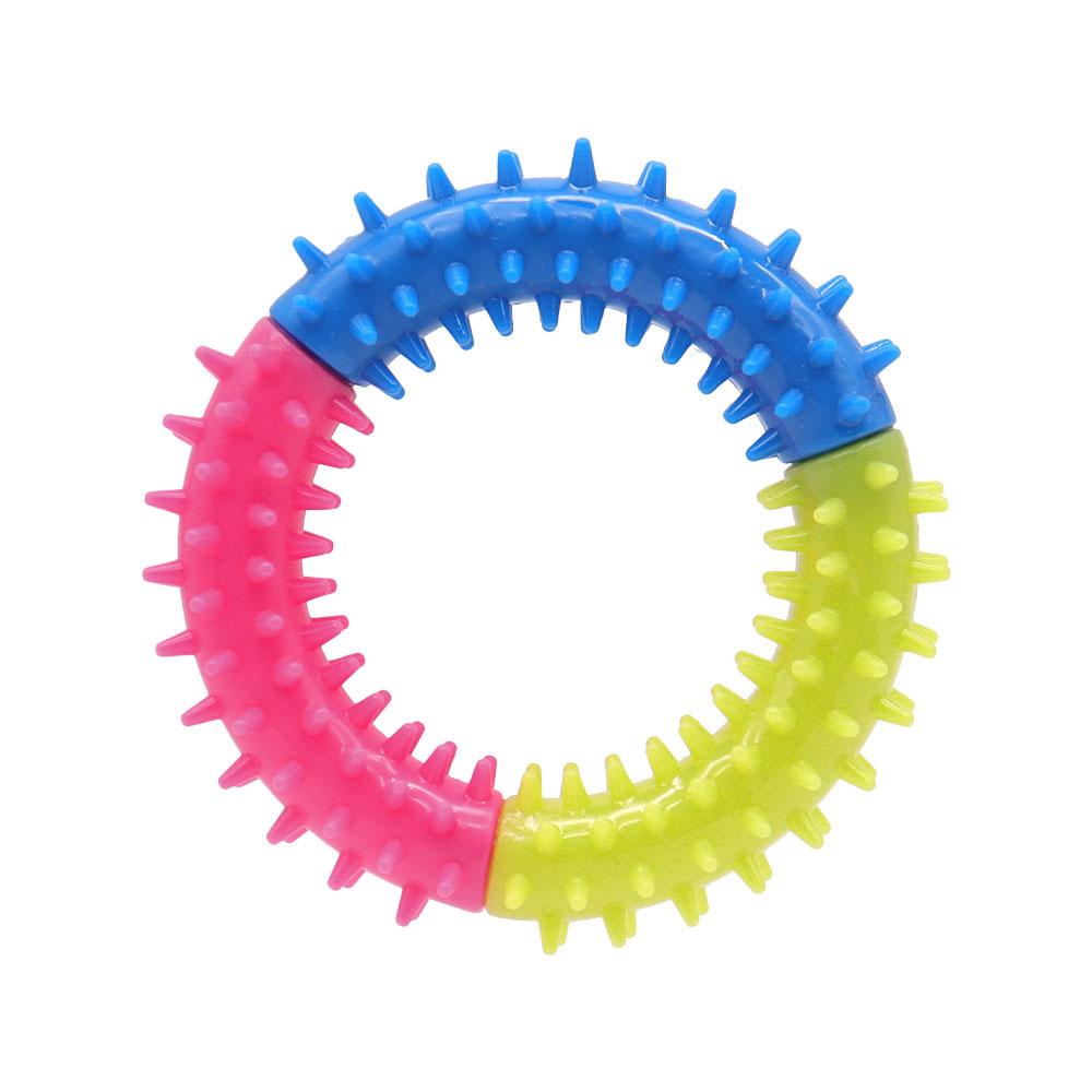 

3-Color Spiked Ring Dog Toy - Indestructible, Chew-Resistant, Teeth Cleaning, Durable Puppy Chew Toy