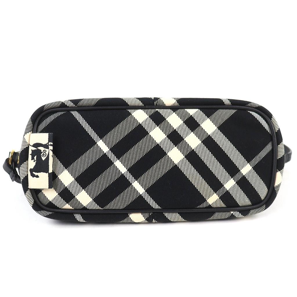 Great BURBERRY Shoulder Bag Check Pattern Leather Canvas Mini Bag black 8095295 Used