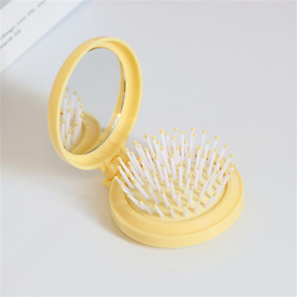 Folding Portable Small Comb With Makeup Mirror DIY Cushion Head Massage Comb Mirror