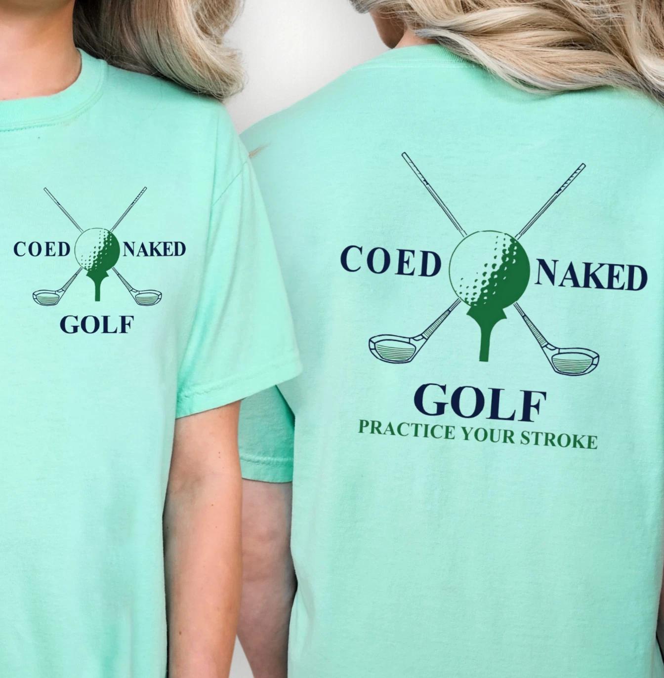 Coed Naked Golf tee | Funny Golfer T-Shirt, Nudist and Naturist Tee XL