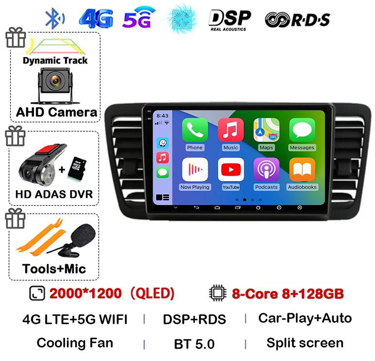 Android 14 Auto Carplay 4G+WiFi For Subaru Outback 3 Legacy 4 2003-2009 Car Radio Multimedia Video Player GPS 2din DVD Head Unit