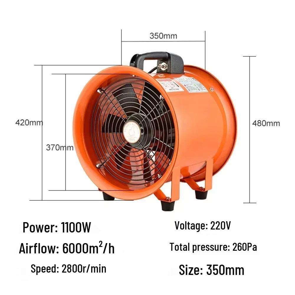 1.1KW Portable 220V Axial Fan Blower with 5m Duct