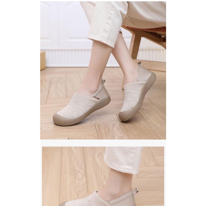 Women's Slip-On Cloth Flats, Soft Upper & Flexible Sole Comfort Shoes, Lightweight Non-Slip Work Loafers for Women