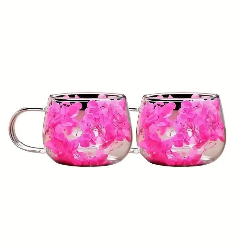 Changqi Real Flower Double-Layer Glass Cup