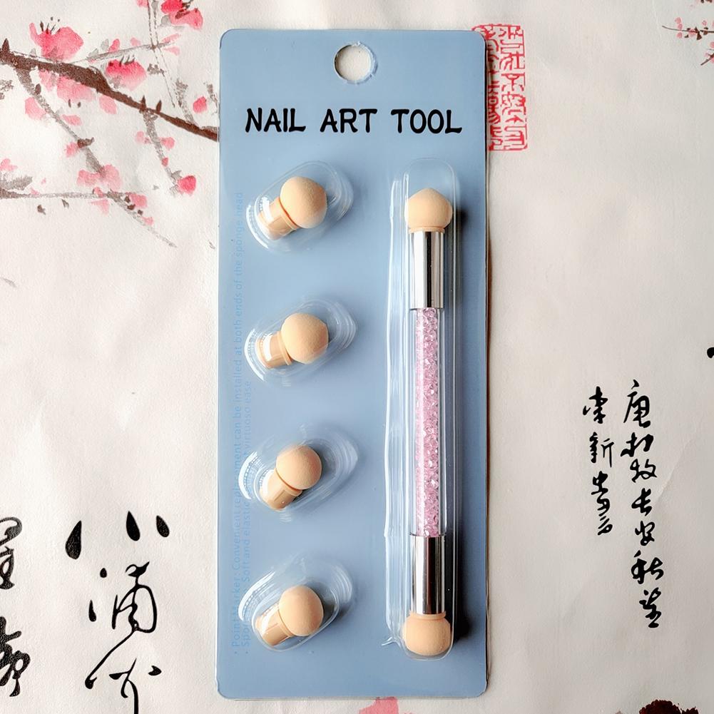 Portable Washable Double-Head Sponge Stained Pen Nail Art Painting Point Painting Tool