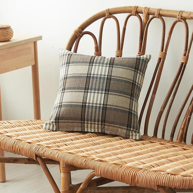 Yarn Dyed Striped Cotton and Linen Pillowcase Multi Color Plaid Pillowcase Household Pillowcase Cushion