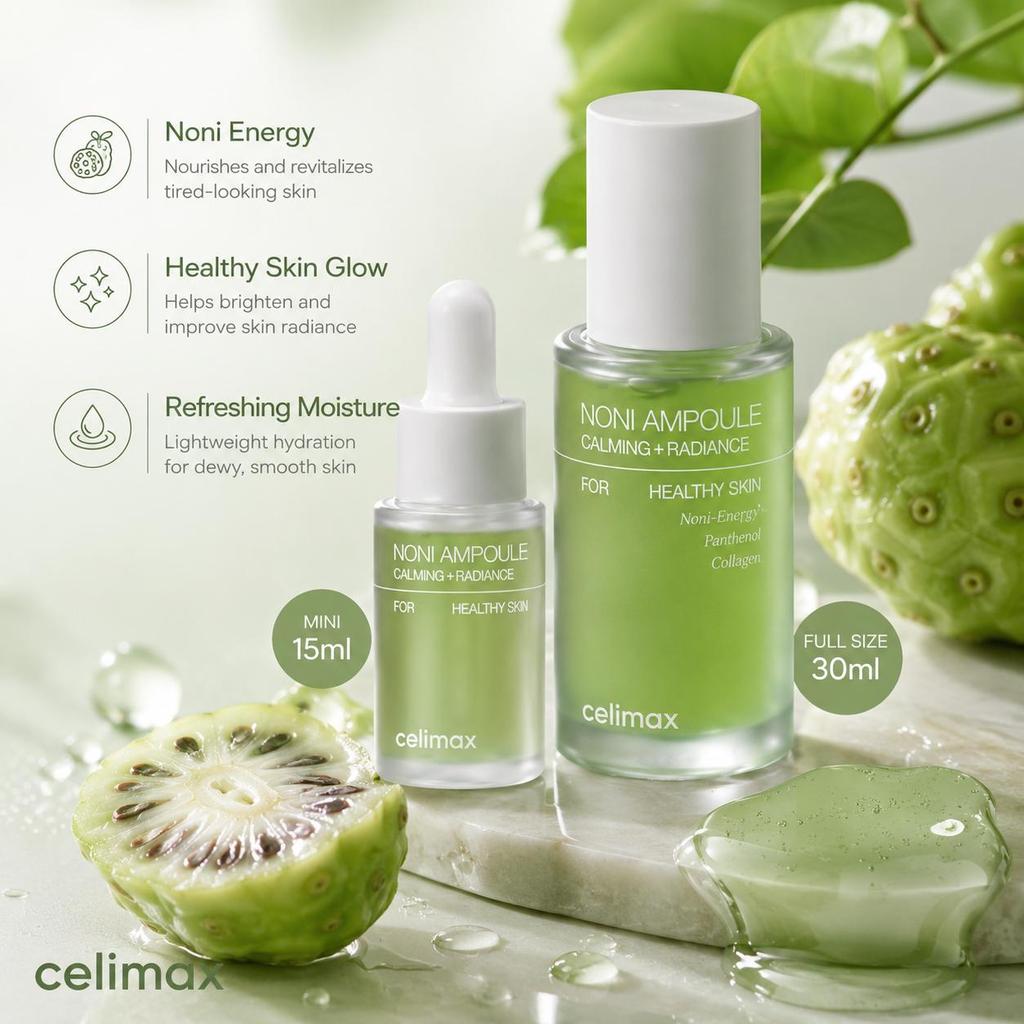 Noni Fruit Extract Energy Ampoule, Ceramide Barrier Repair & Hydrating Ampoule, 30ml + 15ml Set