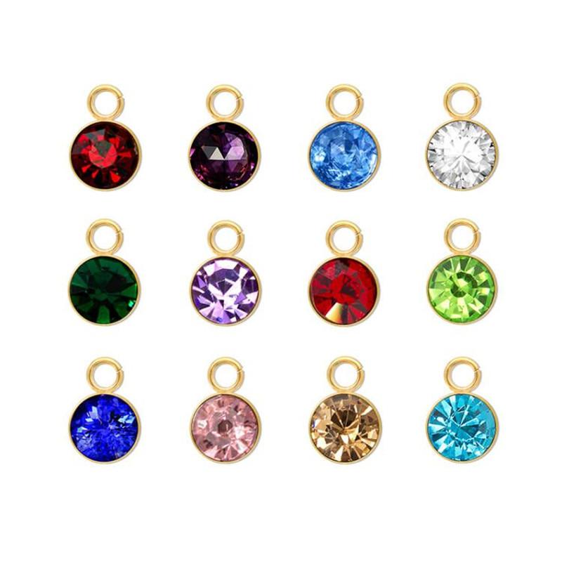 144Pcs/Lot Birthstone Necklace Pendant Jewelry Making Rhinestone Stainless Steel Charms For Women Earrings DIY Accessories Gift