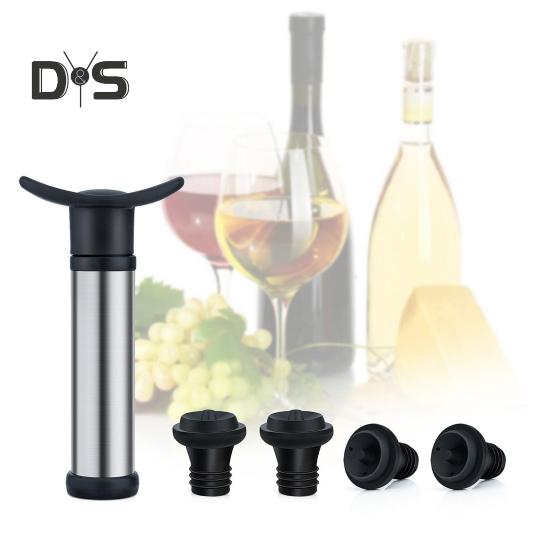 Vakuum-Weinsparpumpe mit 4 Stopfen Flaschenversiegeler Konservierung Edelstahl Weinverschluss-Set für Frische