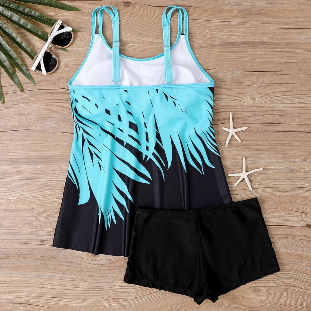 Women's Sexy Slim Printed Camisole Split Bikini Plus Size Swimsuit (Two-Piece Set)