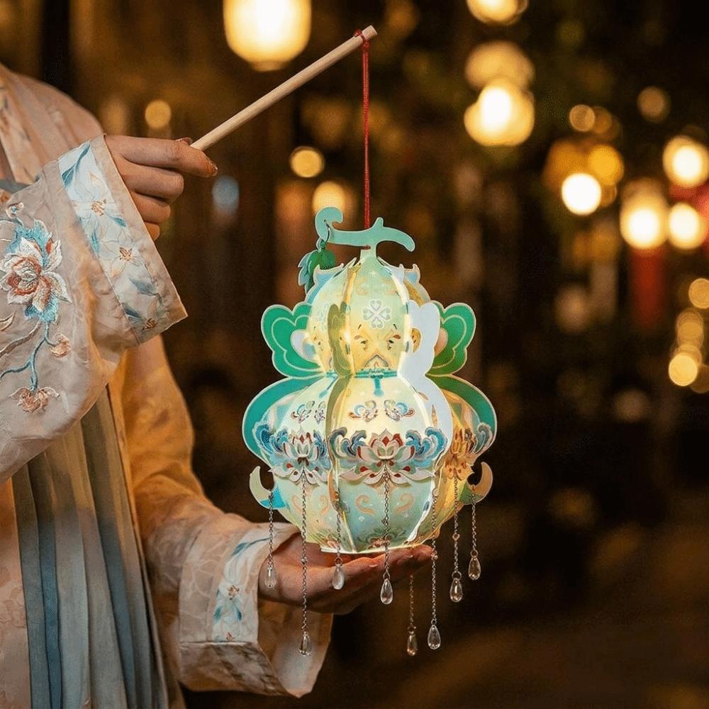 Chinese Style Handheld Gourd Lantern Handmade Antique Lantern LED Lantern Toys  School Project