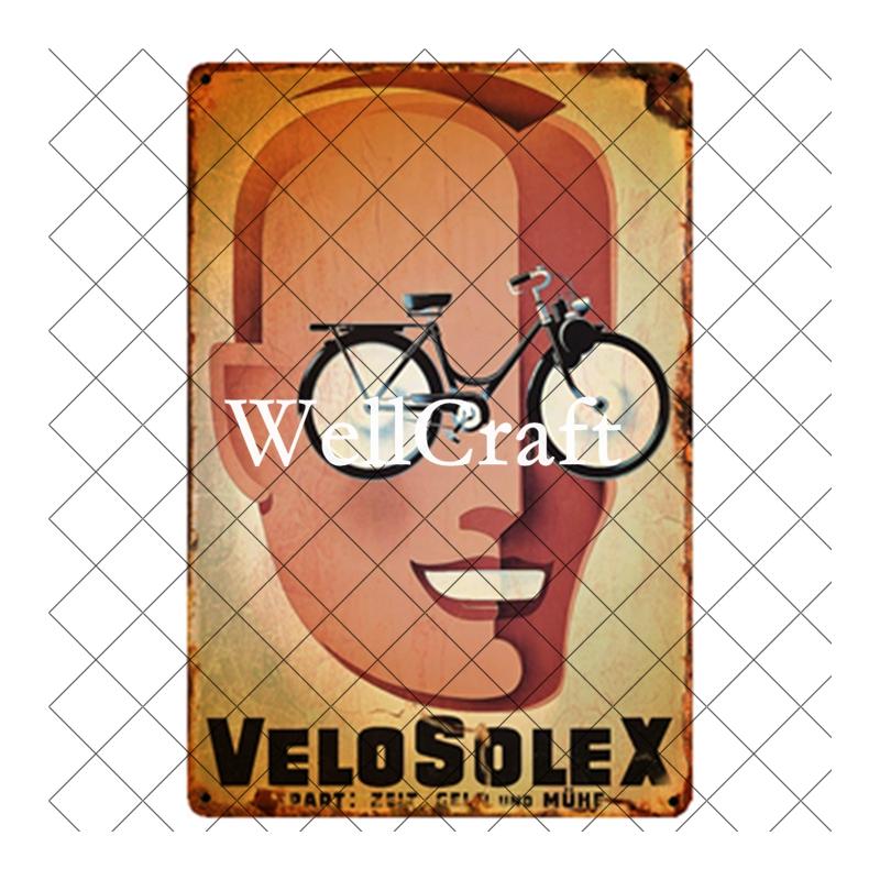 WellCraft Cartelli in Latta per Biciclette Velosolex Targhe Murali Retro per Bici Decorazione Pub WX