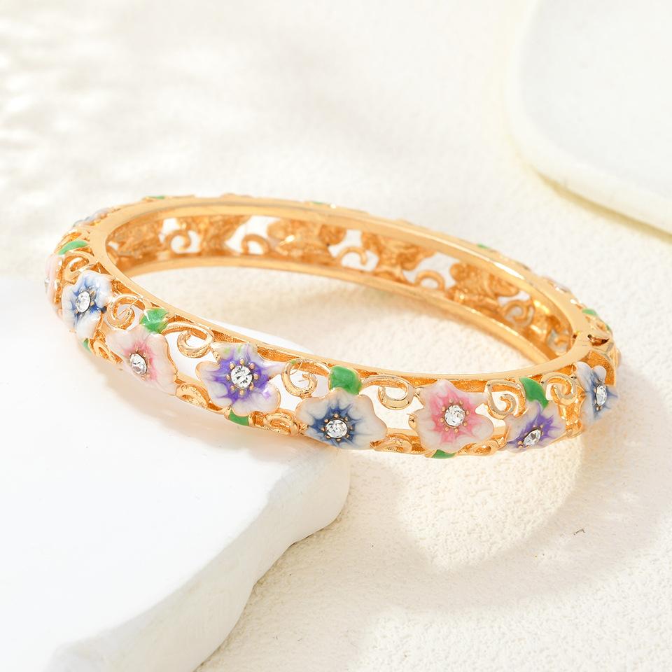 New Cloisonné Fashion Ethnic Style Enamel Hollow Filigree Plated Bracelet