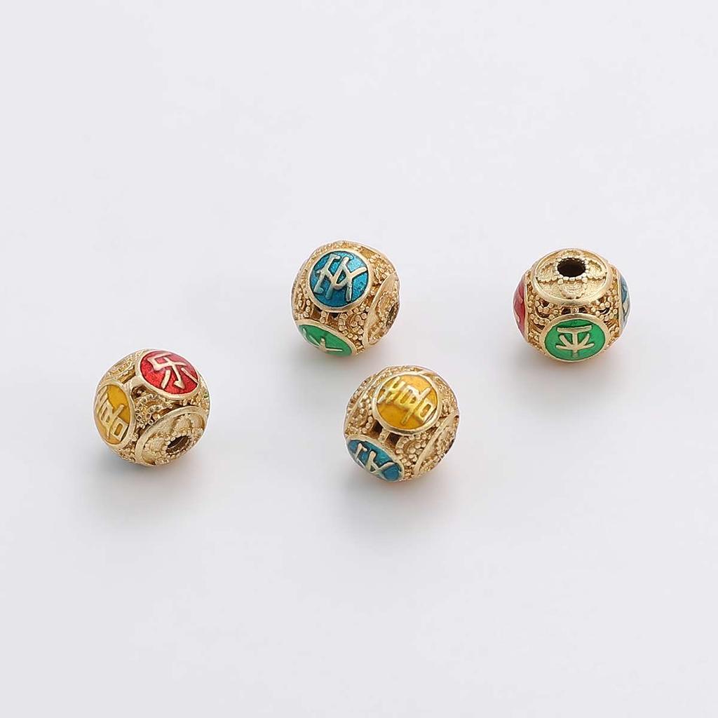 Perline Dorate Sabbiate in Ottone Diamante Intagliato Distanziatore Perline Sfuse Per Collana Braccialetto Fai da Te Gioielli Artigianato Accessori