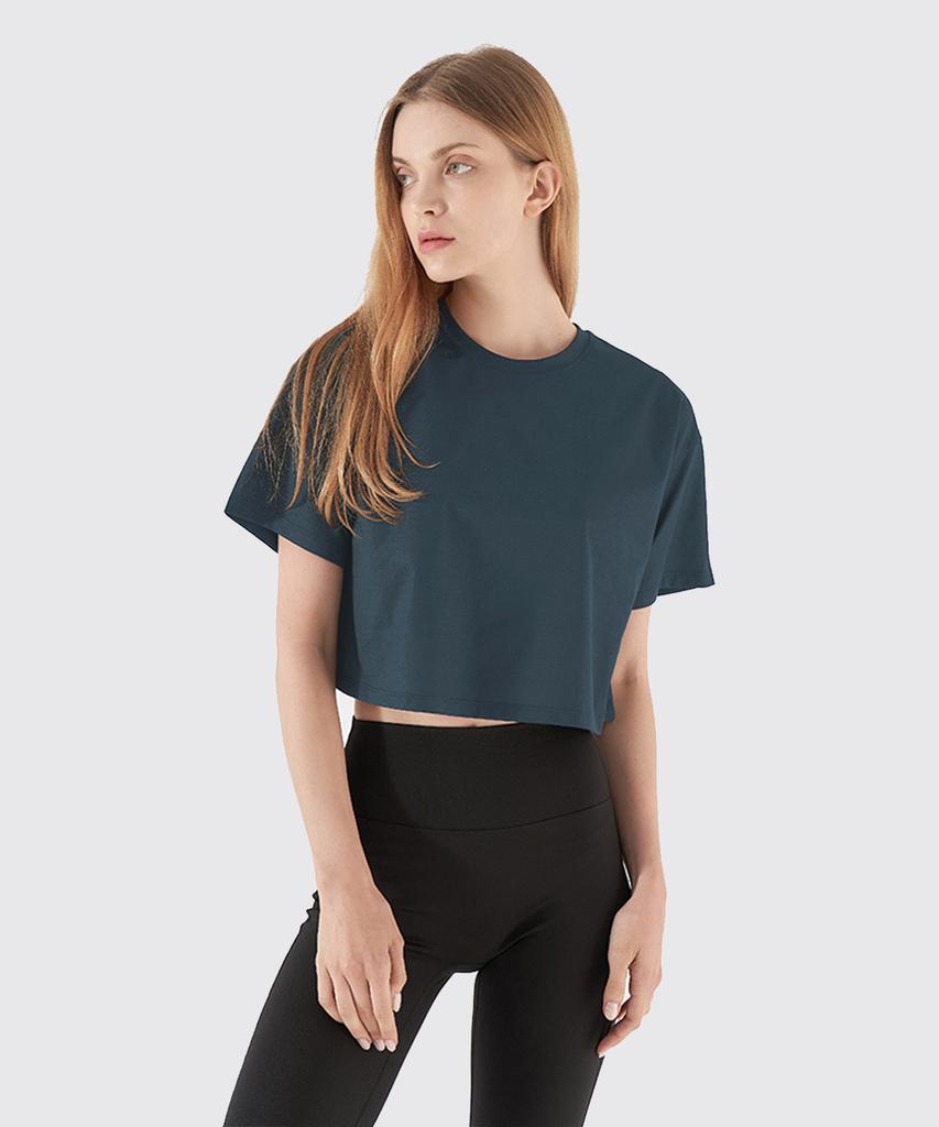 NOKJOK [2 Pack] Holly Crop Short Sleeve Tee 2-Piece Set (D Type)