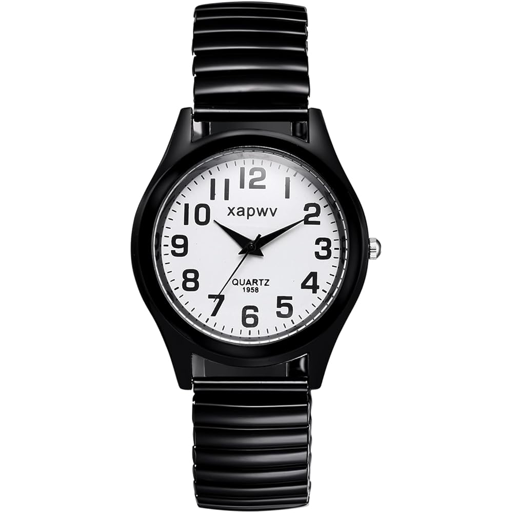 Men s Stainless Steel Bracelet Watch Waterproof Analog Simple Fashion Watch Black Quartz Free Size