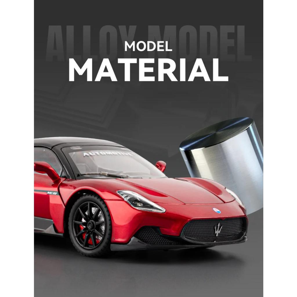 1/24 Maserati MC20 Cabrio Alloy Track Racing Car Model Diecast Metal Sports Car Vehicles Model Sound and Light Children Toy Gift