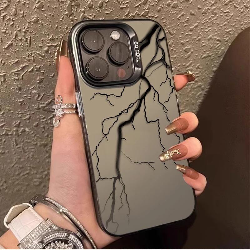 Luxury Lightning Graphic Matte Hard Case for iPhone 16 15 14 13 12 11 Pro Max XS X XR 8 7 Plus Shockproof Plating Cover