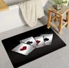 Poker Themed Playing Card Floor Mat with A, K, Q, J and Spade Green and Black Floor Mats Creative Game Room Decoration Gifts
