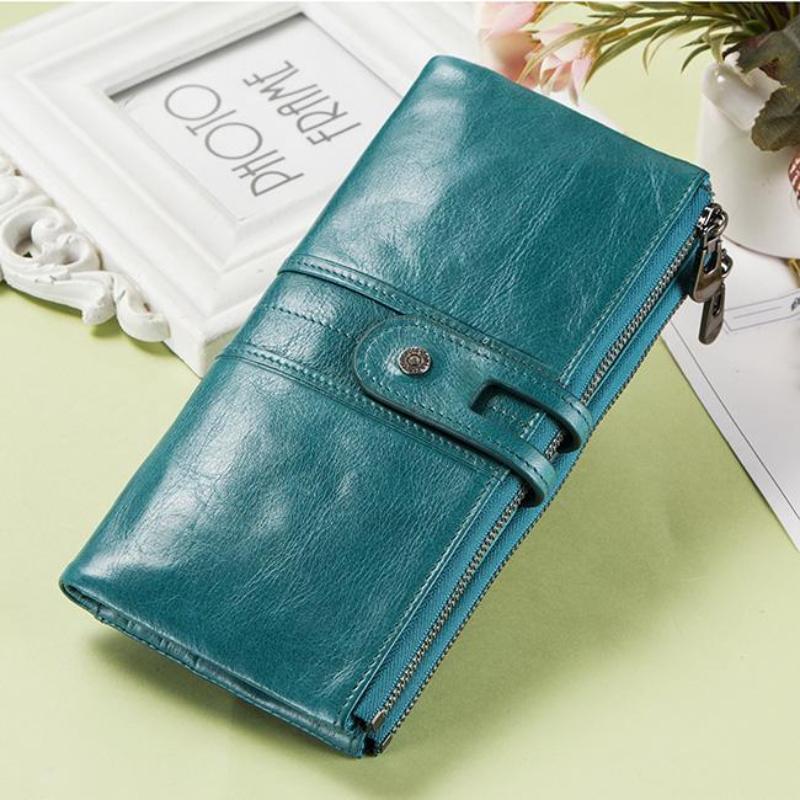 Portofele lungi de lux din piele naturală pentru femeie vintage din piele naturală pentru femeie cu fermoar cu fermoar portmoneu Suport carduri pochette geantă de bani pentru cadou de ziua femeii