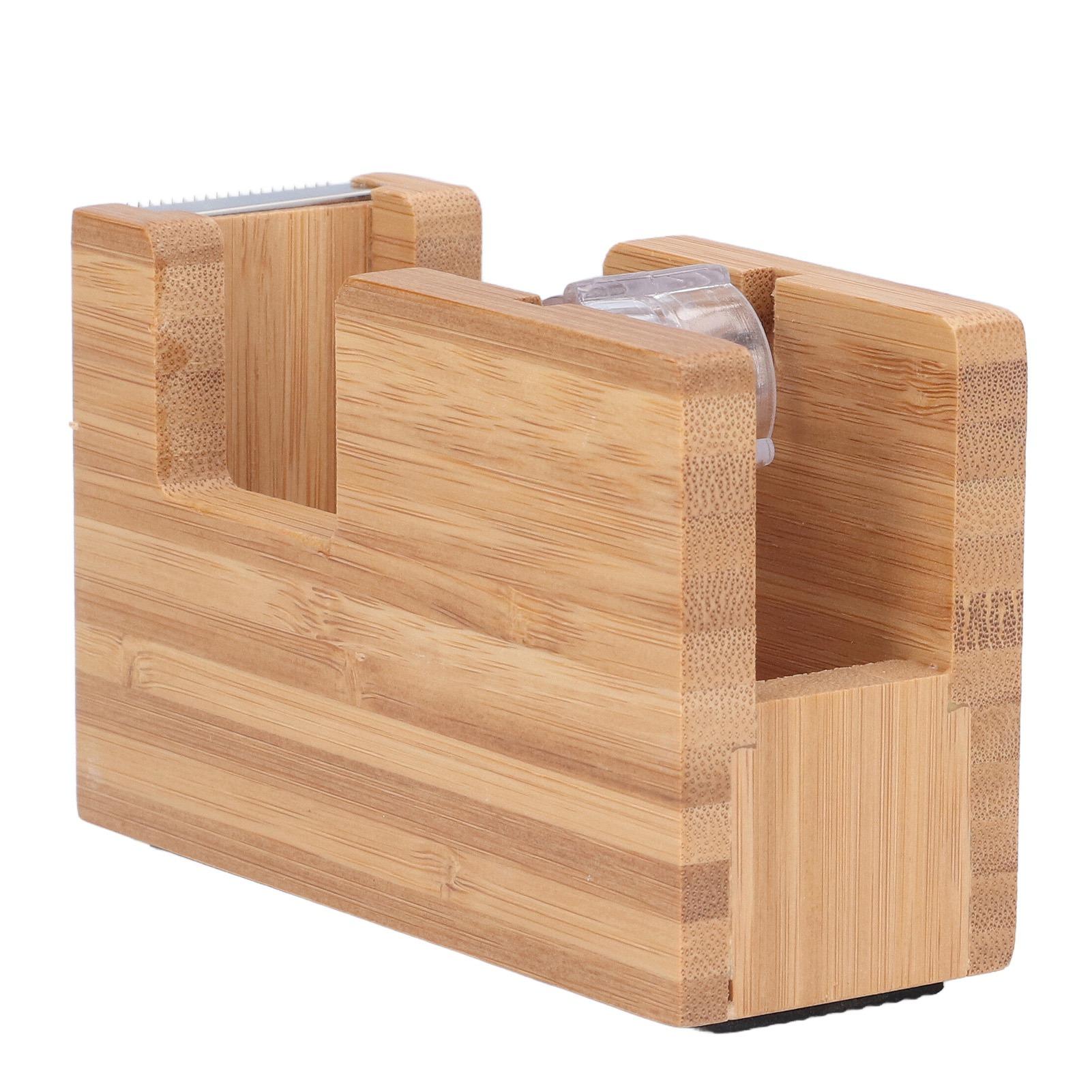 

Desktop Tape Dispenser Bamboo Wood Tape Cutter Holder Adhesive Roll Base Stationery Tool