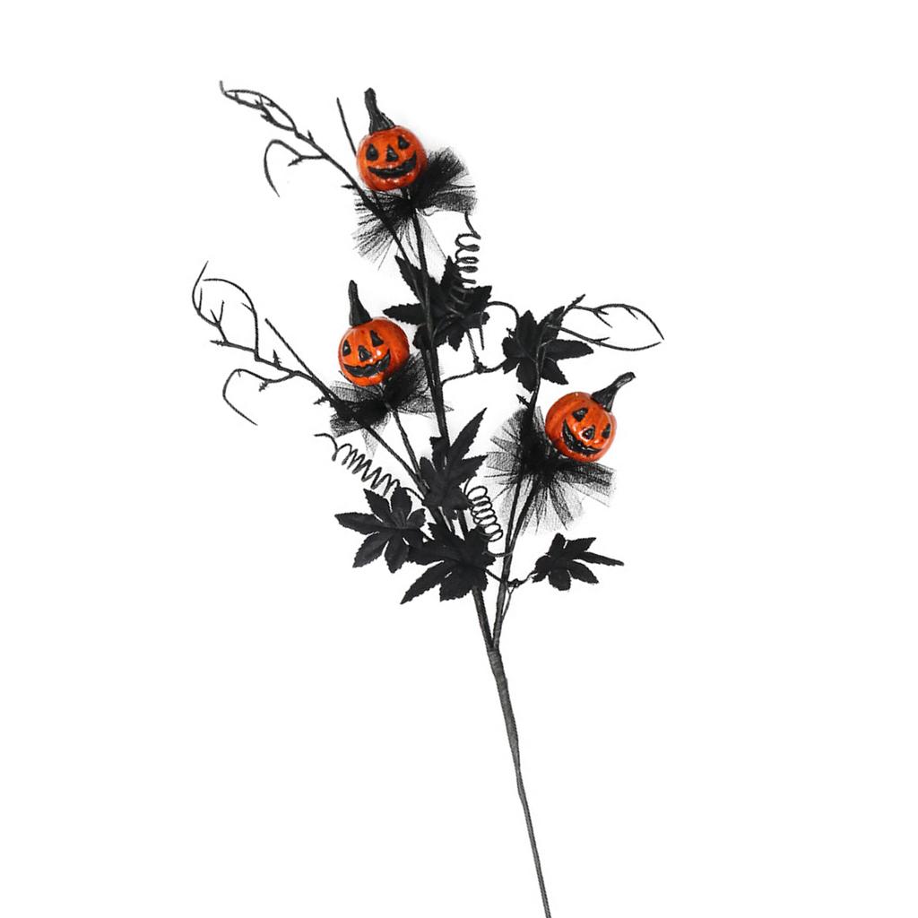 Halloween Pumpkin Bouquets Decoration Artificial Flower Stem with Realistic Leaf for Home Decoration Plant Arrangements