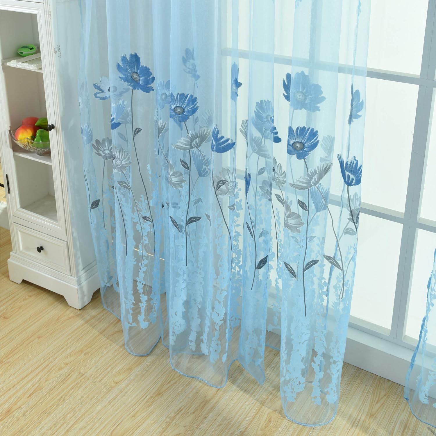 

haoun 2 шт. Вокальная вуаль Тюль Прозрачная занавеска Оконная панель Драпировка 39.4x78.8-Синий