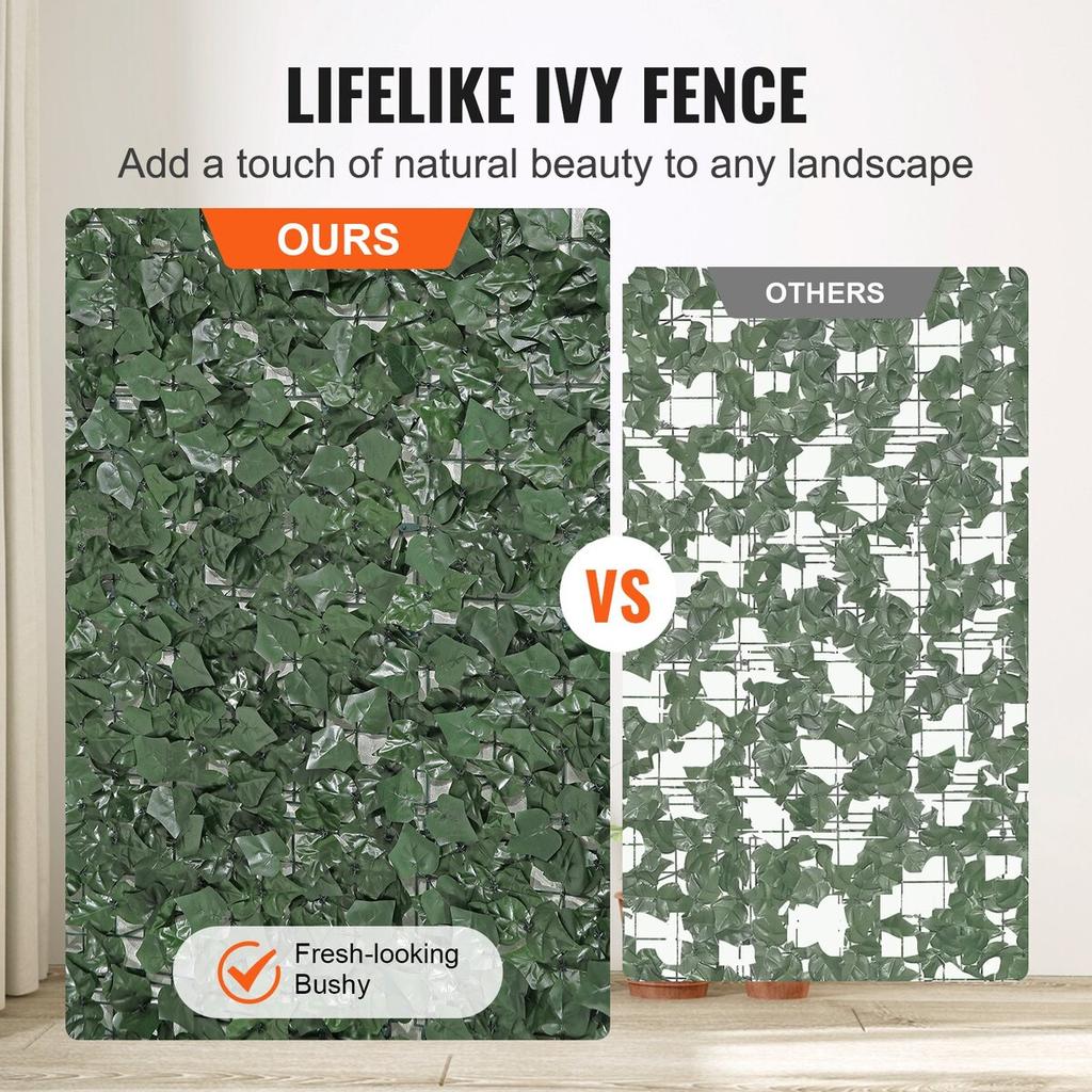 Ivy Privacy Fence, 1500 x 2490 mm Artificial Green Wall Screen, Greenery Ivy Fence with Strengthened Joint, Faux Hedges Vine Leaf Decoration for