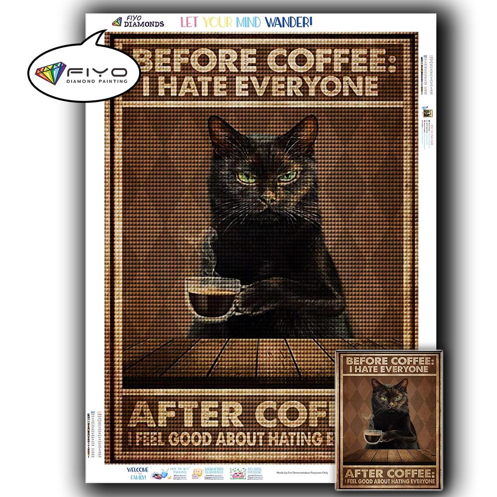 5D DIY Diamond Painting Black Cat Diamond Embroidery Vintage Cartoon Cross Stitch Picture Of Rhinestones Home Decor