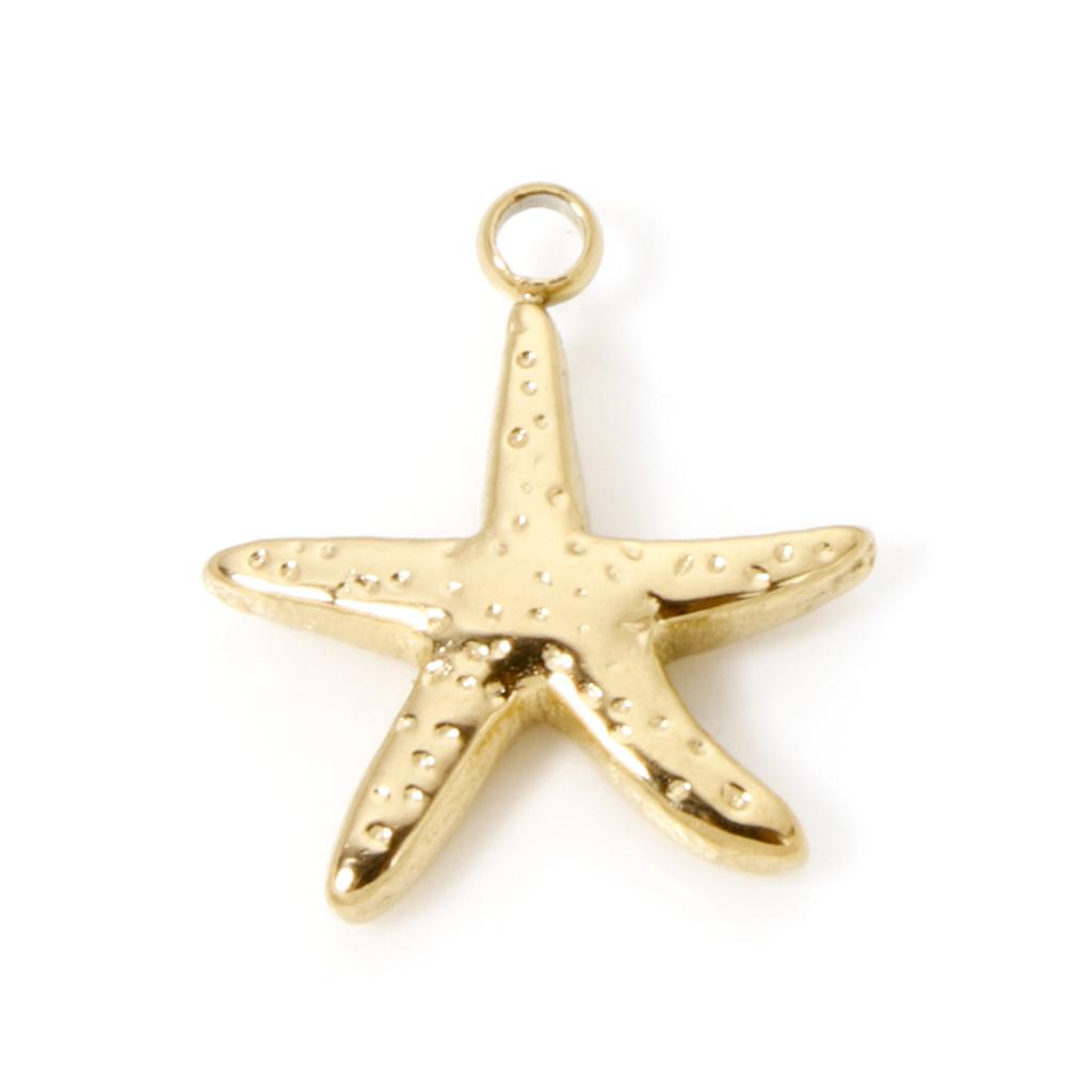 2 PCs 304 Stainless Steel Ocean Jewelry Charms For DIY Jewerly Making Gold Color Tortoise Animal Star Fish Crab Necklace Finding