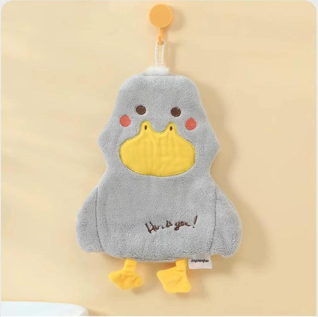 Cartoon Duck Hand Towel, Double Layer Coral Fleece, Quick-Drying, Absorbent, No-Shed